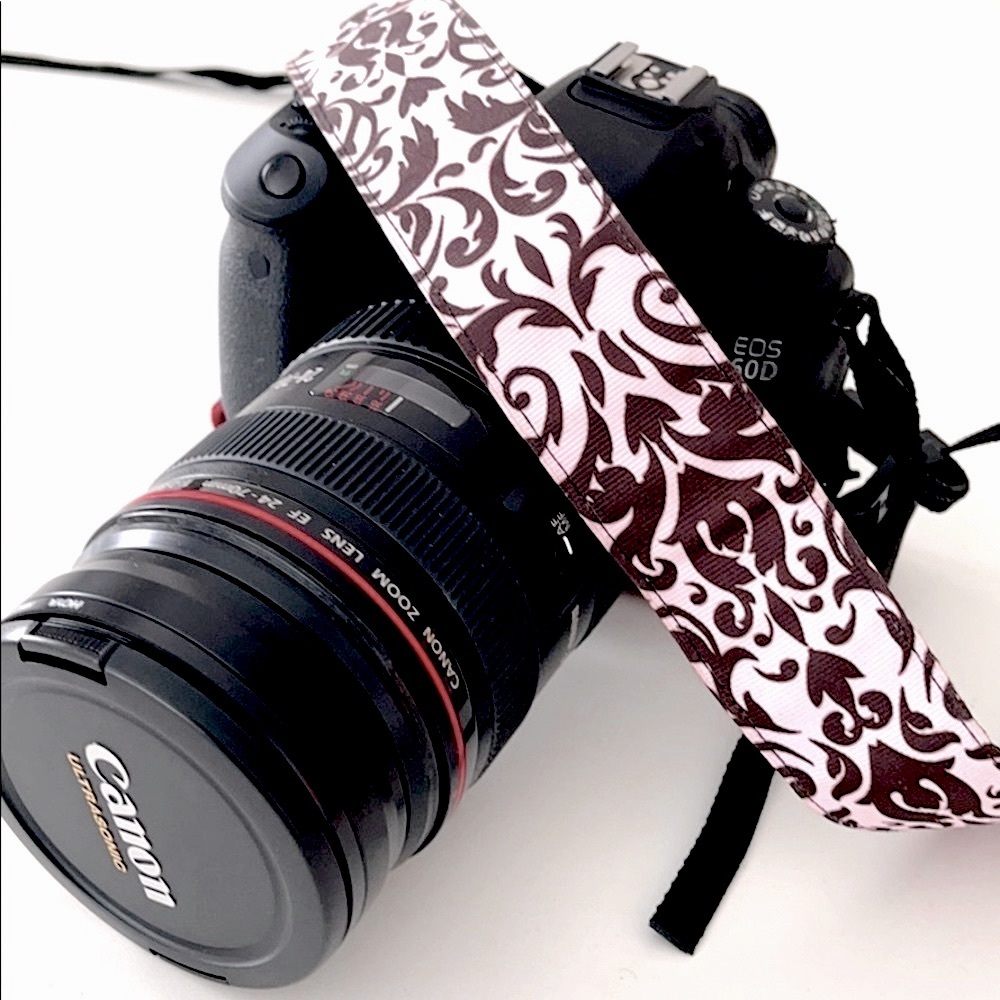 Camera Strap with Brown and White Design